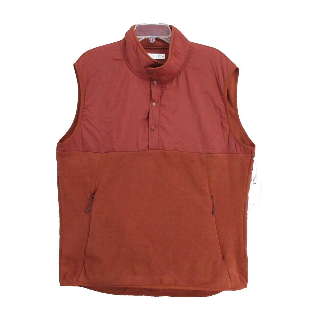 Stylus Mens Jacket Extra Large Pullover Half Button Roanoke Red Sleeveless New